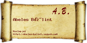 Abeles Bálint névjegykártya